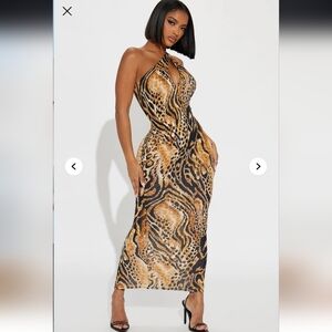 Fashion Nova Brown Black One Shoulder Bodycon Dress